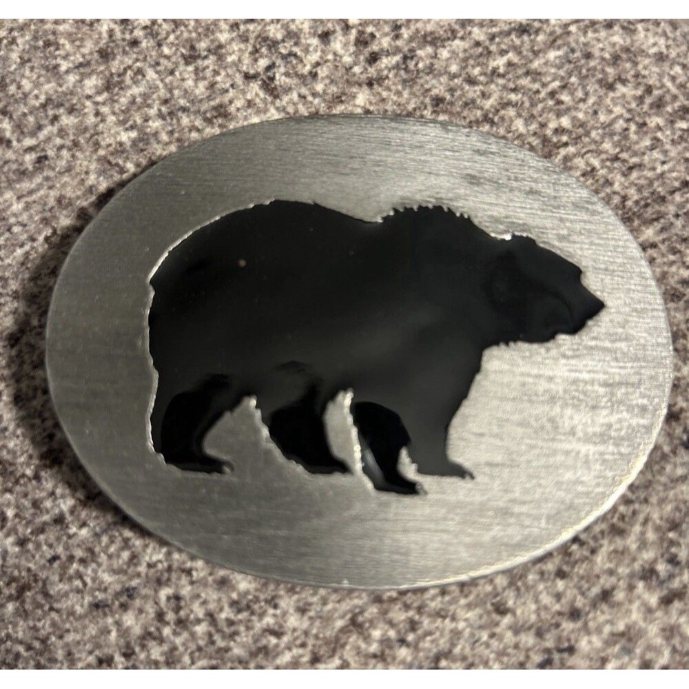 Vintage 1992 Siskiyou C-7 Bear Silhouette (Front & Back)  Belt Buckle Pewter USA